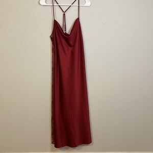 NWT INC Intimates Red slip dress. Sheer lace in sides. Beautiful, women’s large.